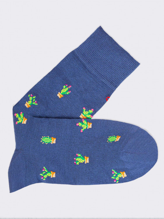 Kurze Socken mit Kaktus-Muster aus kühler Baumwolle