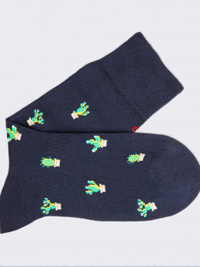 Kurze Socken mit Kaktus-Muster aus kühler Baumwolle