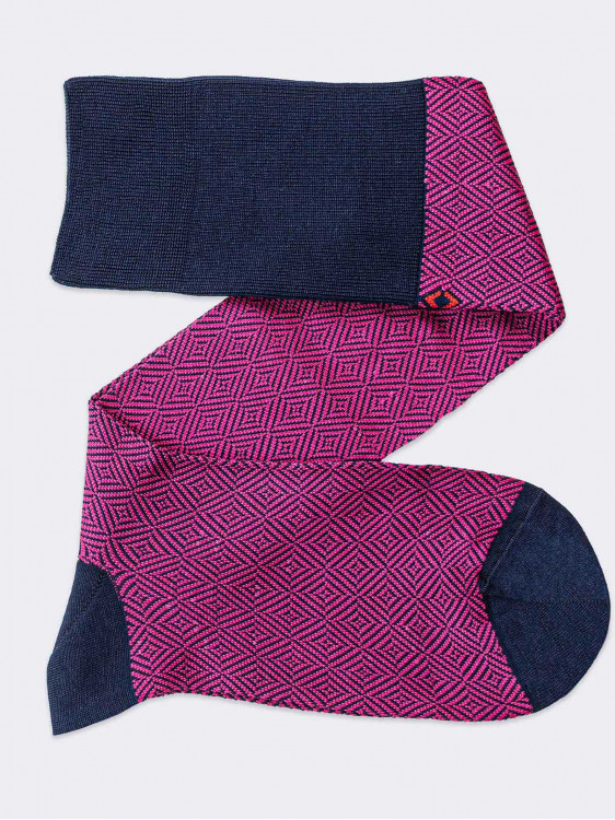 Rombi Gemusterte lange Socken aus kühler Baumwolle