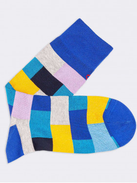 Squares pattern Men's Crew Socks