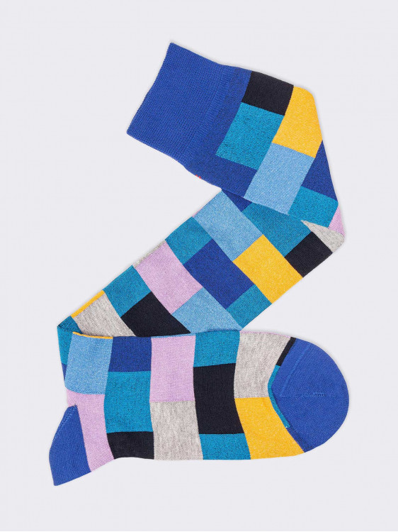 Squares pattern Men's Knee High Socks