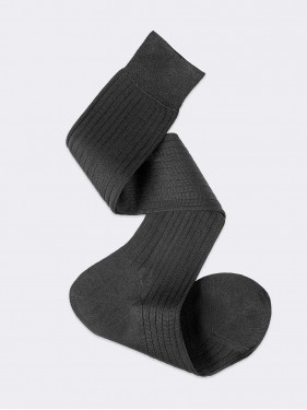 Classic rib 100% Filo Scozia cotton Men's Knee High Luxury Socks