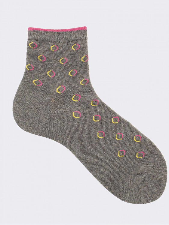 Patterned women's short socks - warm cotton