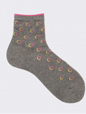 Patterned women's short socks - warm cotton