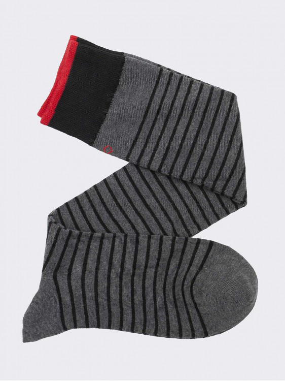 Long sock, striped pattern in warm cotton
