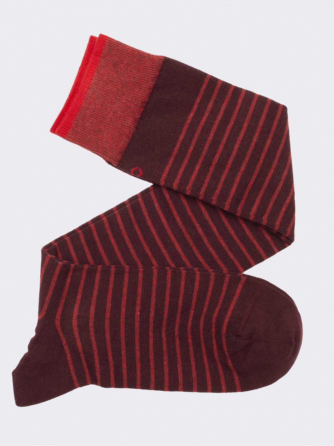 Long sock, striped pattern in warm cotton