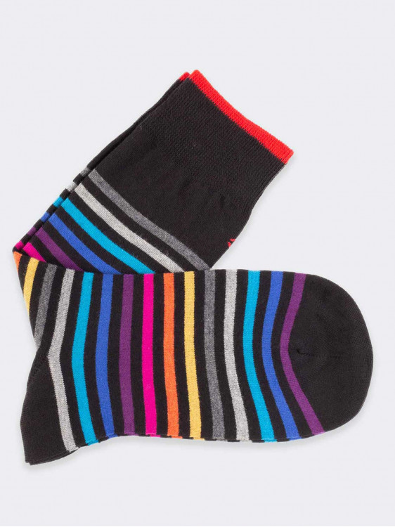 Ausgefallene kurze Socken mit mehreren Streifen - Made in Italy