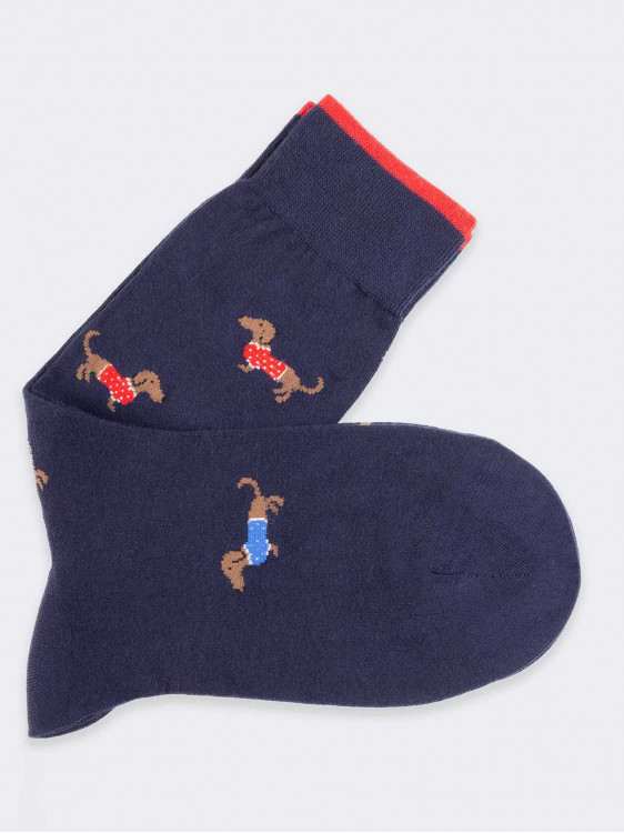 Dachshund pattern Men's Crew socks