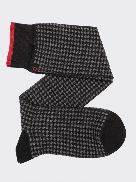 Lange Socken mit geometrischem Muster aus warmer Baumwolle - Made in Italy