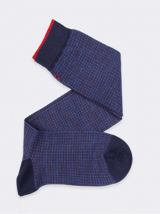 Small checked pattern Men's Knee High Socks