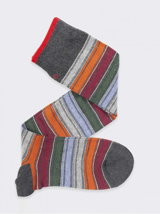 Multicolor stripe pattern Men's Knee High Socks