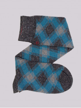 Long socks with diamond pattern