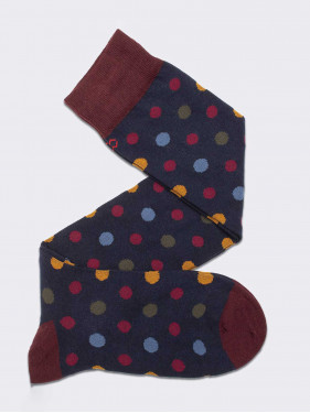 Long sock, pois pattern. Warm cotton