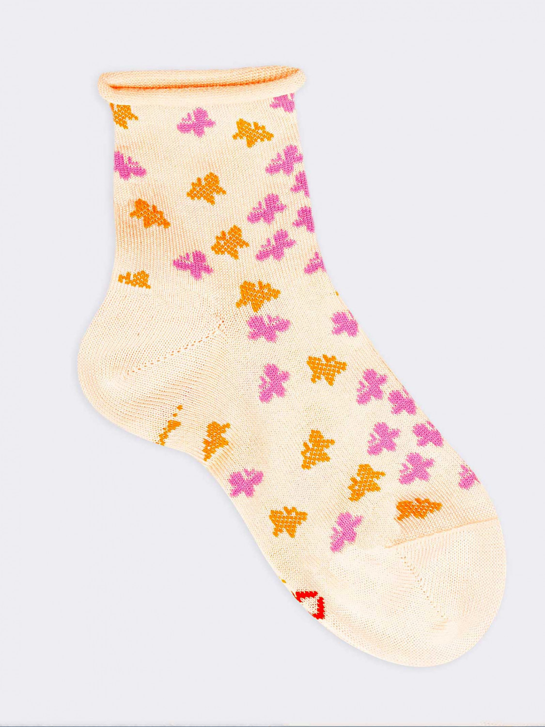 Kurze Socken für Mädchen mit Schmetterlingsmuster aus kühler Bio-Baumwolle