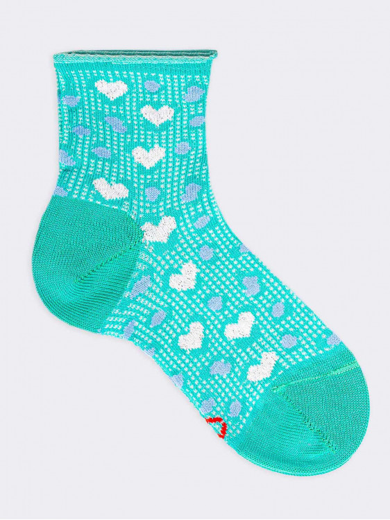 Kurze Socken in Herzform für Mädchen aus kühler Bio-Baumwolle