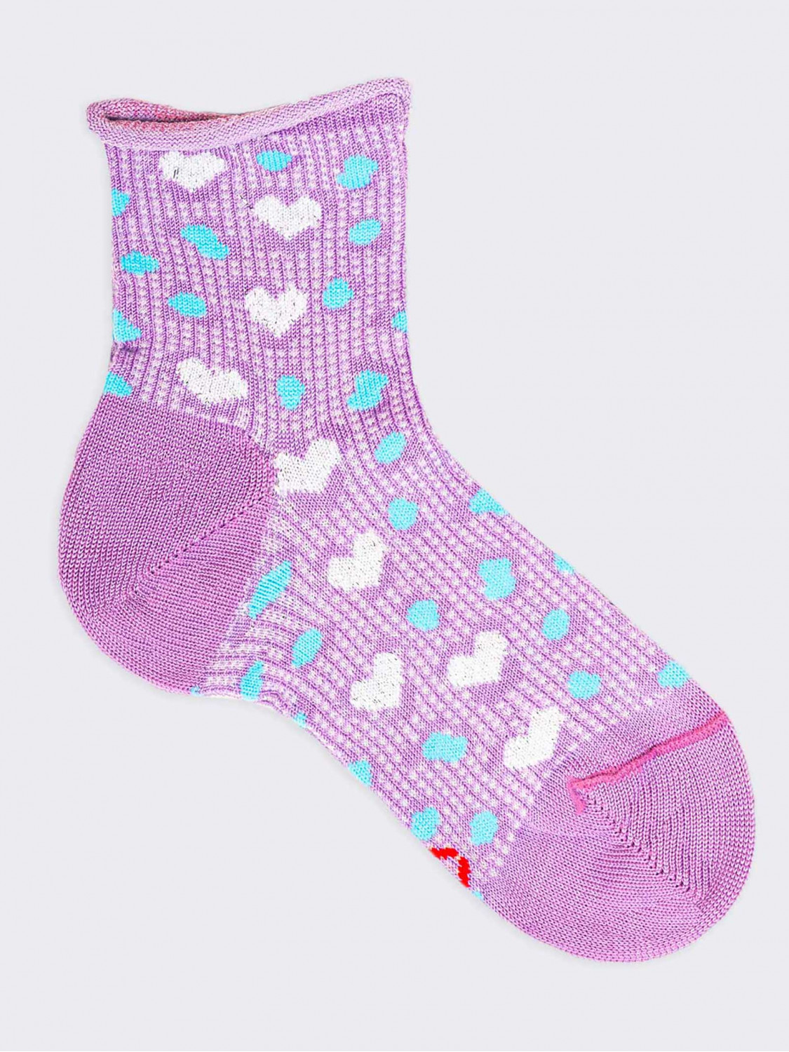 Kurze Socken in Herzform für Mädchen aus kühler Bio-Baumwolle