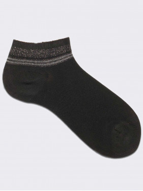Short socks with lurex edge for women