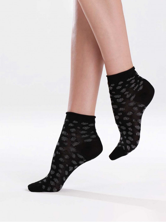 Maculated pattern Woman's socks in lurex
