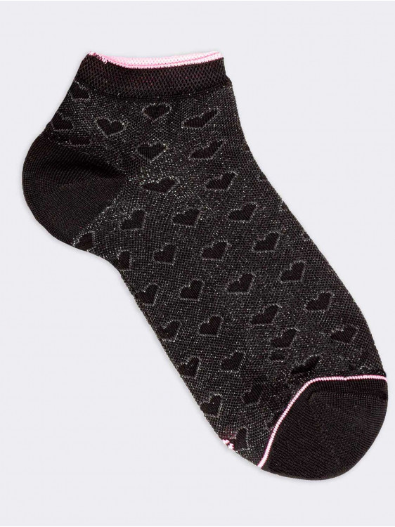 Hearts pattern Woman's lurex fancy socks