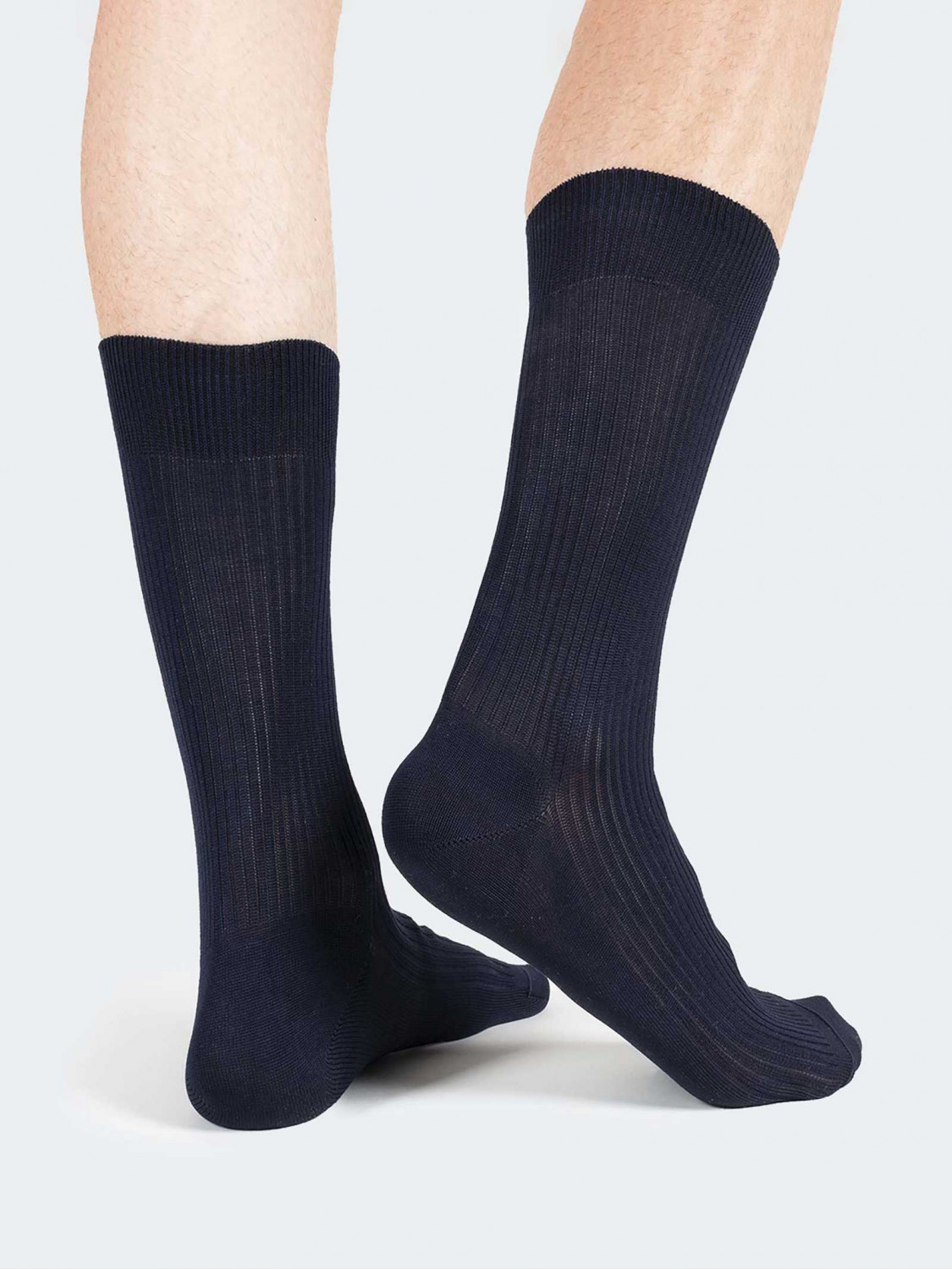 Ribbed cotton calf socks with elastic Scotland thread - Made in Italy