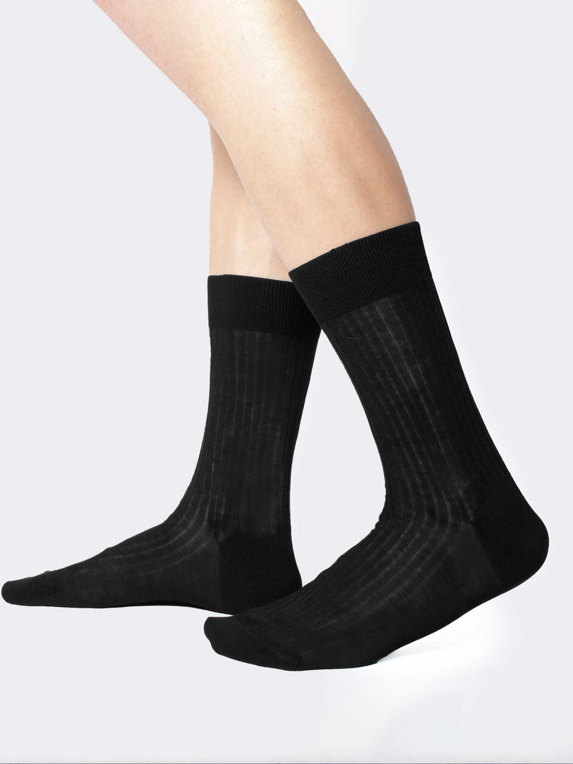 100% Filo di Scozia wide rib calf socks - Made in Italy