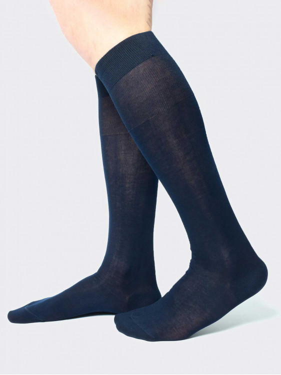 Plain 100% Filo di Scozia Cotton Knee high socks - 6 pairs