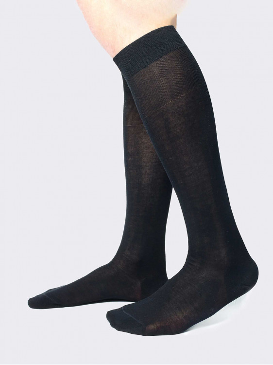 Plain 100% Filo di Scozia Cotton Knee high socks - 6 pairs
