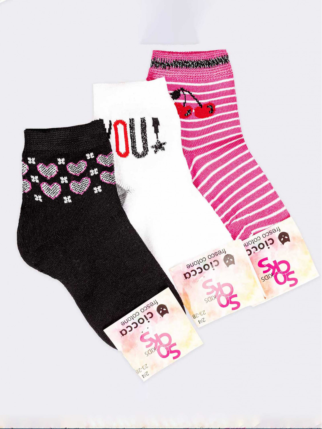 3 Paar kurze, schicke Socken für Mädchen Du