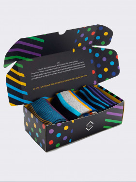 Gift Box 3 Pairs Men's Striped Socks - Gift Idea Made in Italy