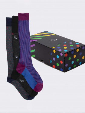 Geschenkpackung 3 Paar Socken mit geometrischem Tiermuster Geschenkidee Made in Italy