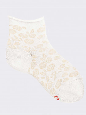 Kurze Socken aus Baumwollmischung mit Rosenmuster für Mädchen