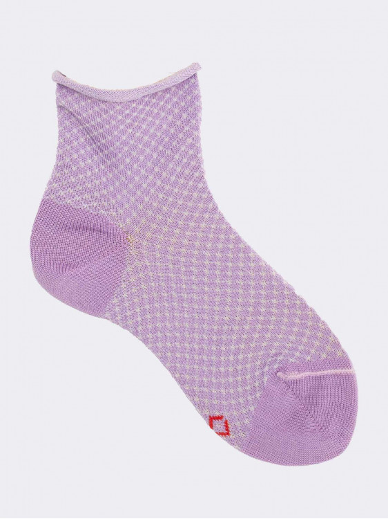 Kurze Socken für Mädchen mit Netzmuster aus kühler Baumwolle