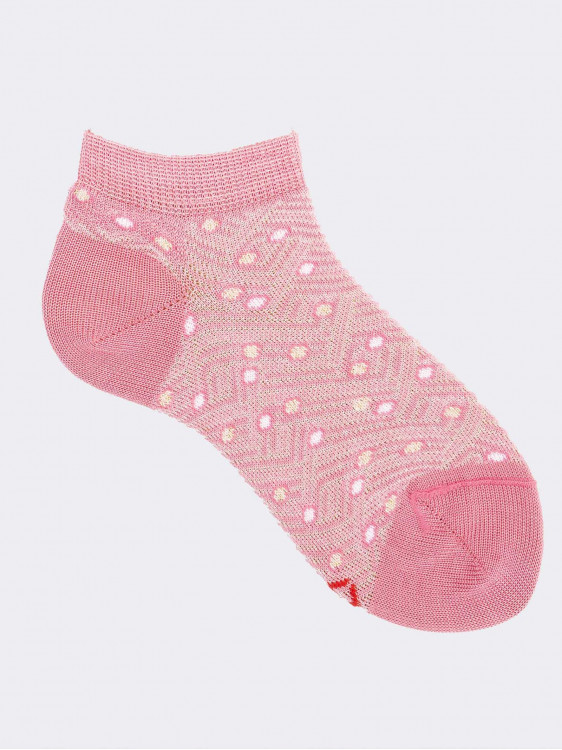 Polka Dot Pattern Girl's Short Socks in Cotton