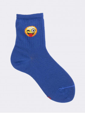 Smile Pattern Short Socks in Cotton