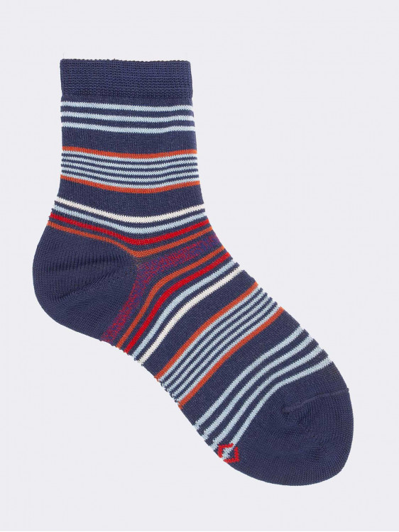 Striped Boy's Short Socks in Cotton