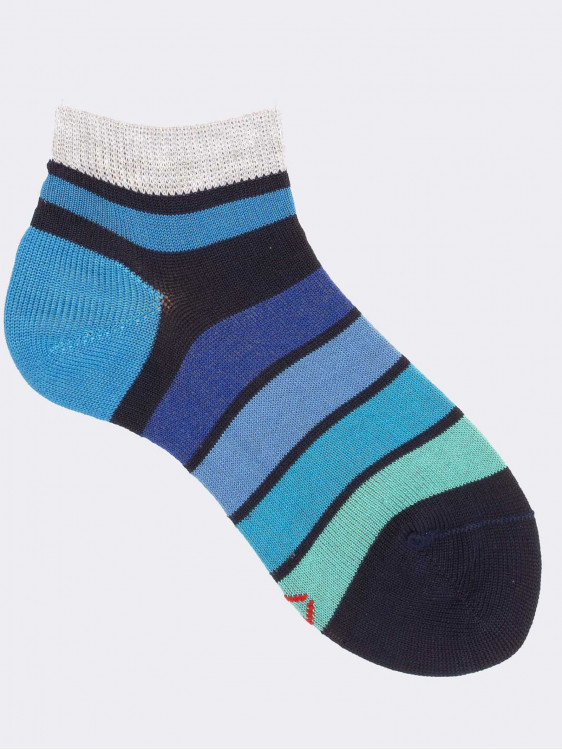 Striped Degrade Pattern Boy's Short Socks in Cotton