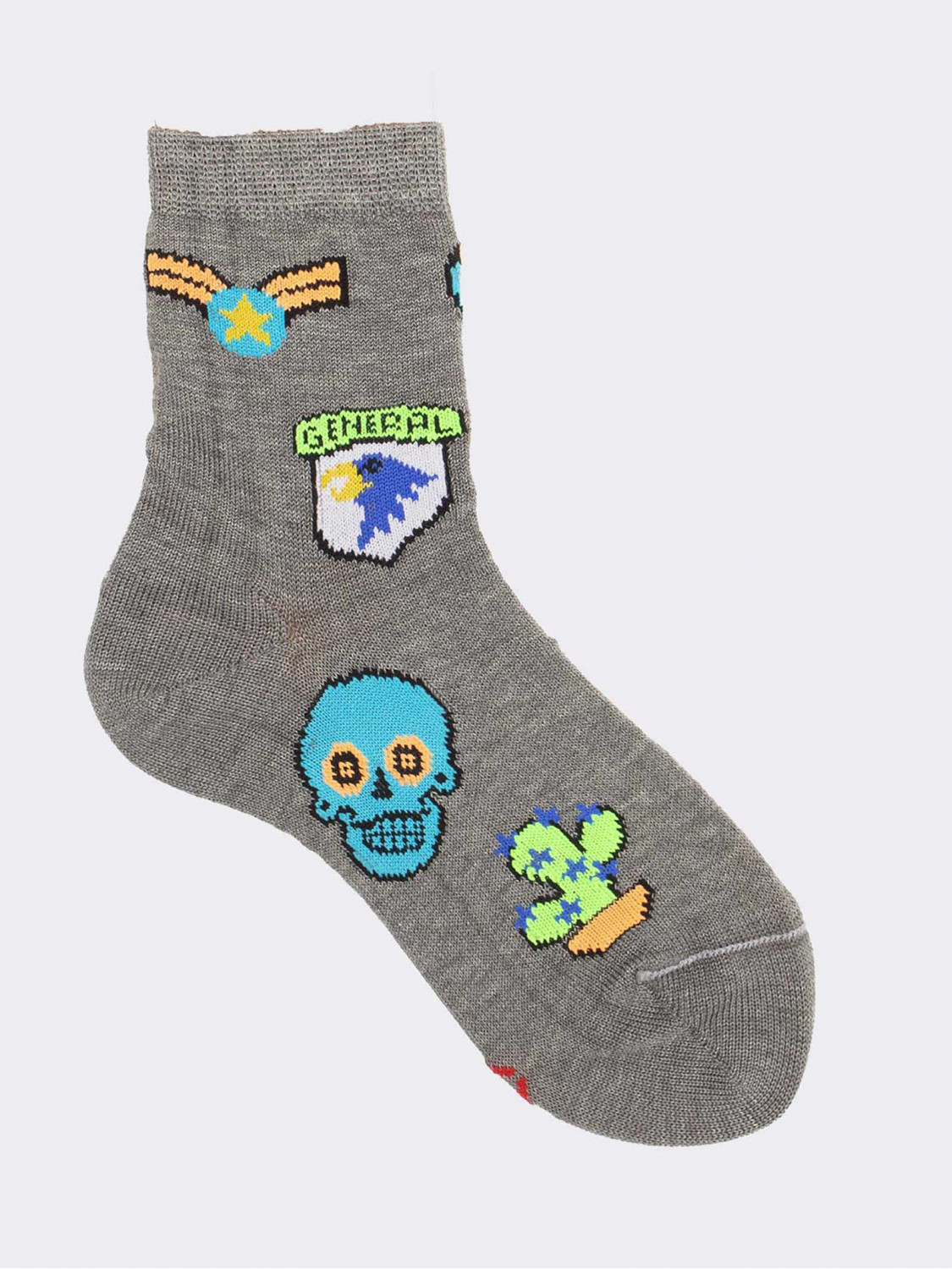 Boy's Short Socks with Badges in Cotton