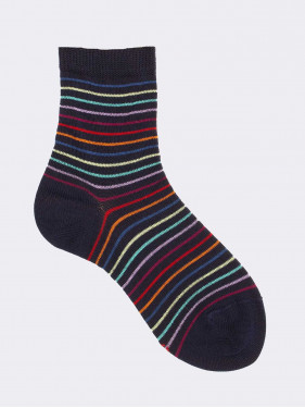 Striped Girl's Short Socks in Cotton