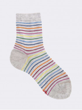 Striped Girl's Short Socks in Cotton