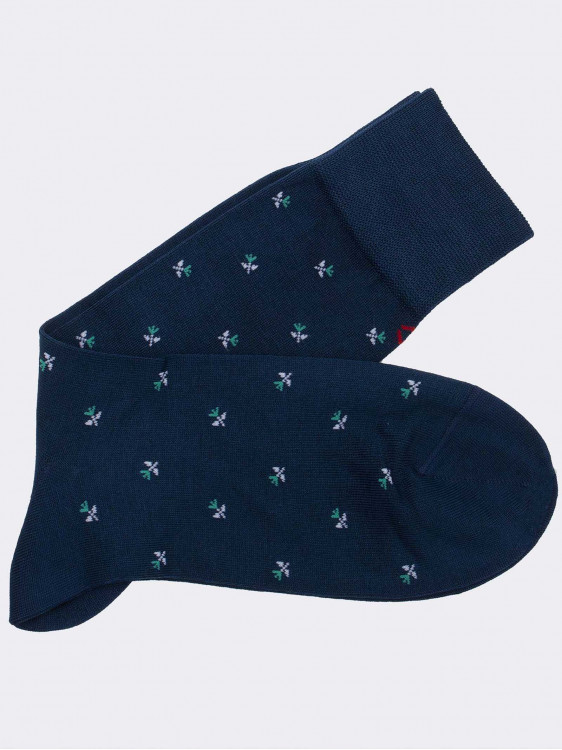 Flower Patterned Men's Short Socks in Cotton