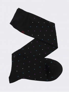 Men's Knee-High Socks with Multicoloured Checked Pattern