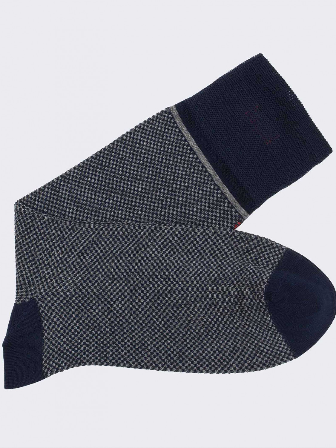 Net Patterned Men's Crew Socks in Cotton