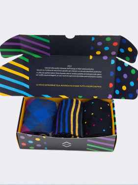 Gift box 3 pairs geometric patterned socks for men - Gift idea Made in Italy