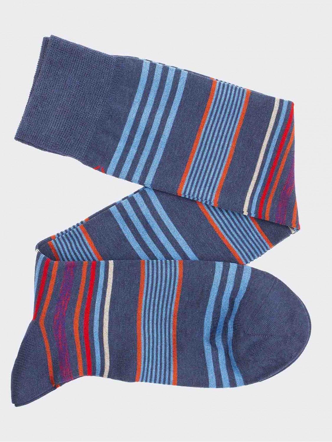 Men's Knee high Socks with Multicoloured stripes Pattern