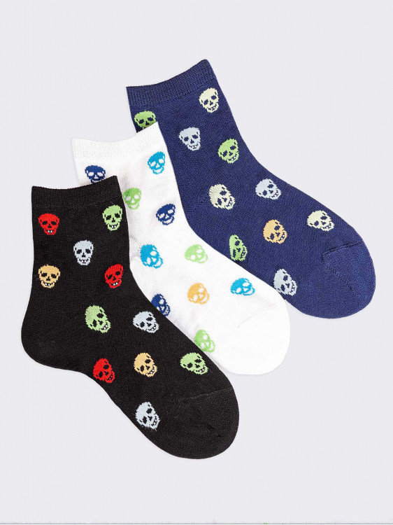 Boy's skull patterned calf socks in fresh cotton