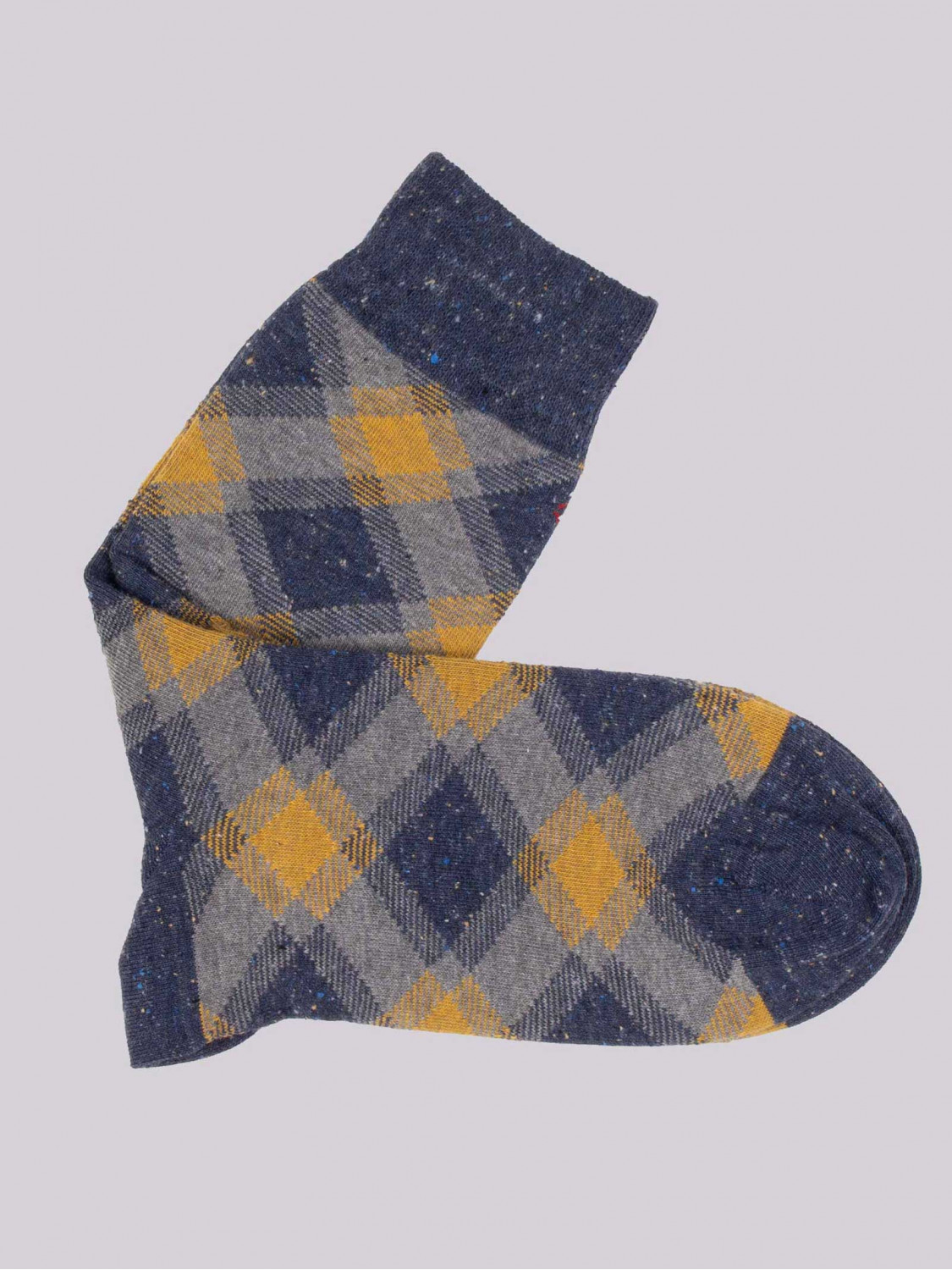 Men's crew socks with rhombus pattern