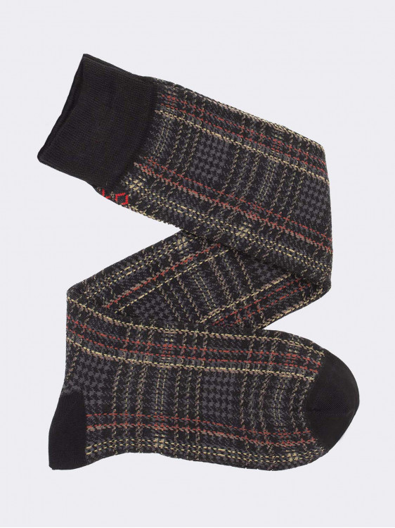 Men’s knee - high tartan socks - in Warm cotton