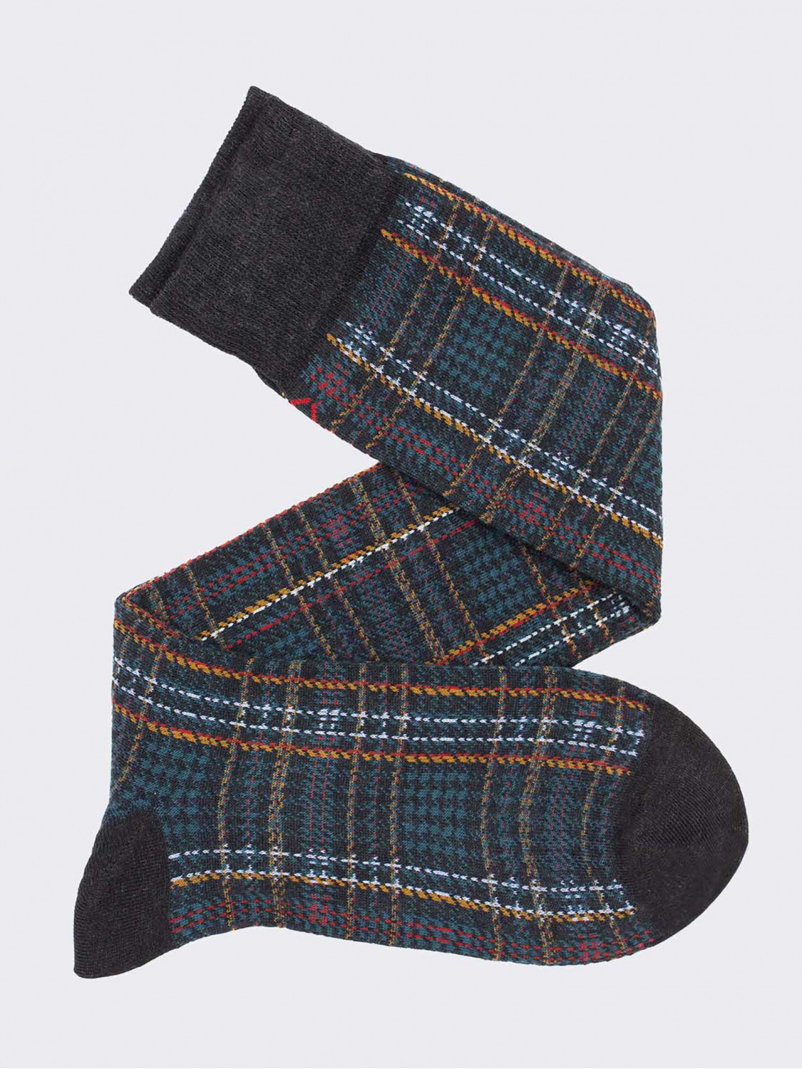 Lange Herrensocken mit Tartan-Muster - aus warmer Baumwolle