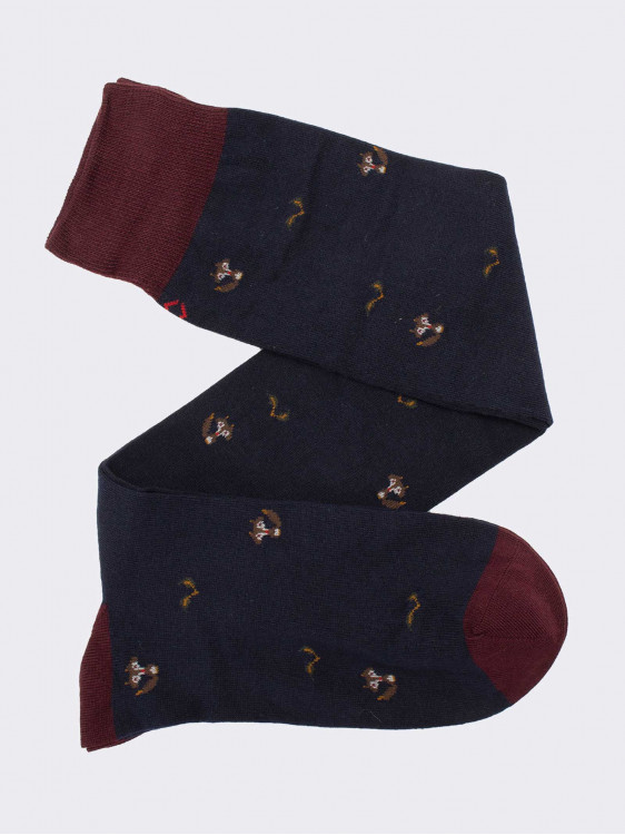 Knee-high socks fox pattern in warm Cotton