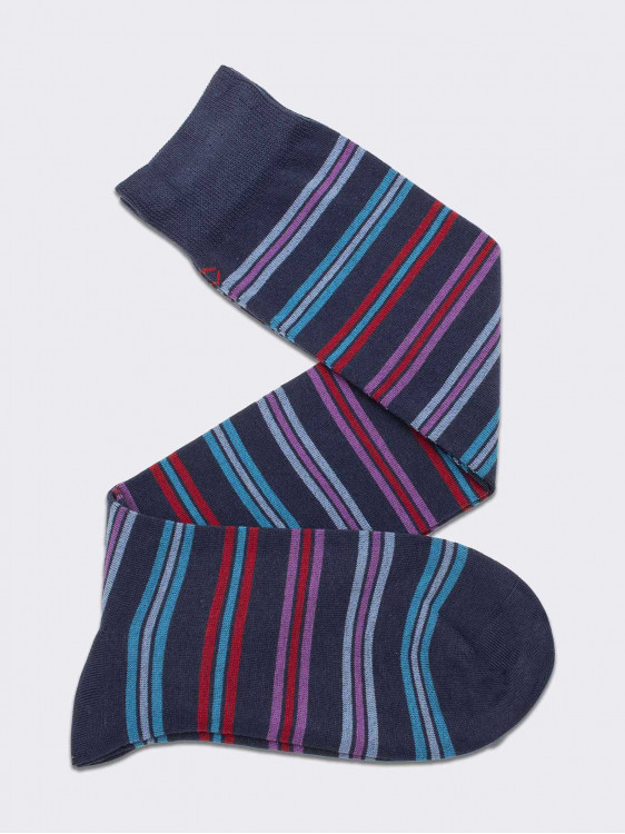 Lange Socken, gestreiftes Muster aus warmer Baumwolle